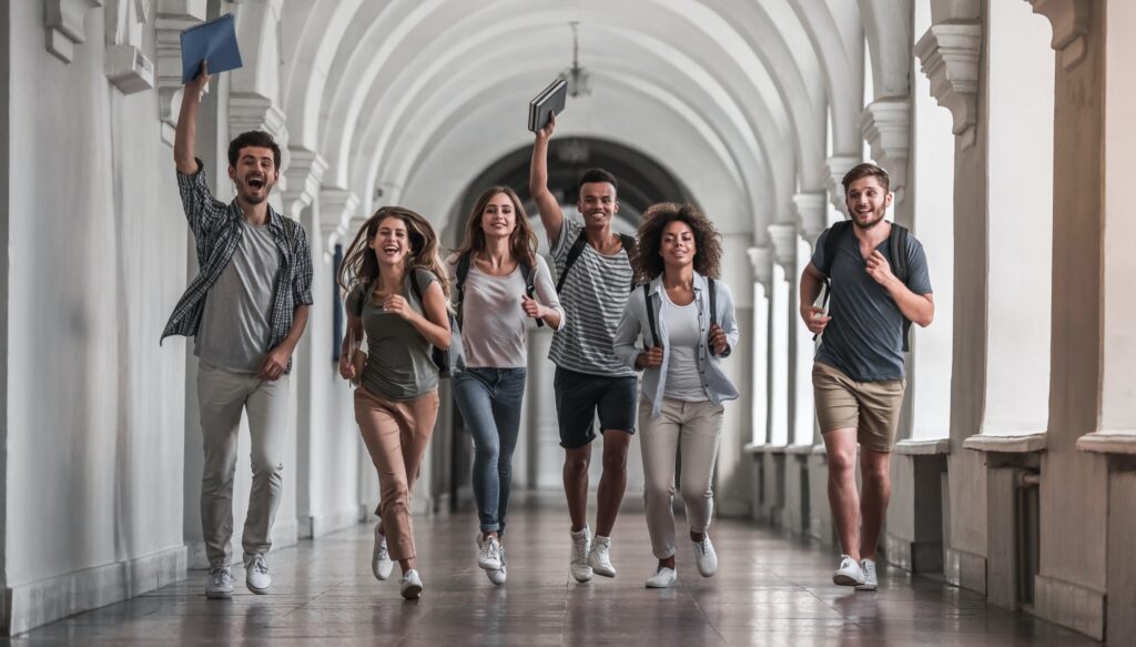 Students in the hall